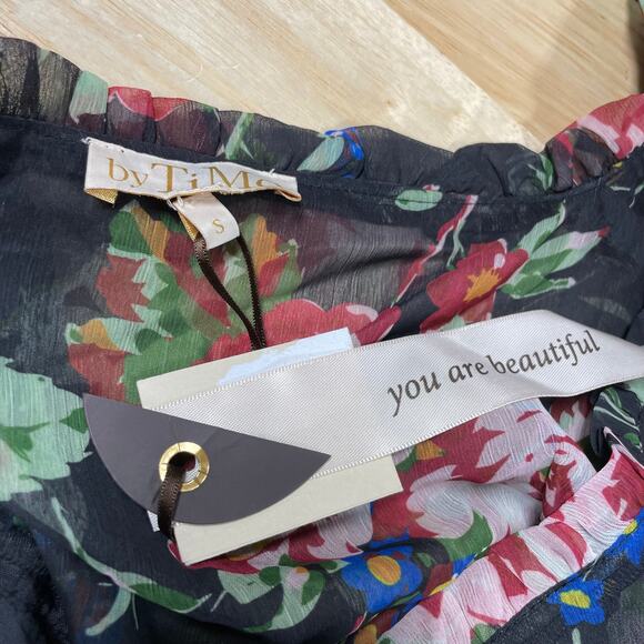 byTiMo NWT Rose Field Wrap Dress Midi Floral Size S Ruffle Trim Long Sleeves - Picture 6 of 12